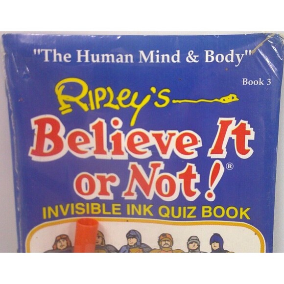 Vintage 1995 Ripley's Believe It or Not Invisible Ink Quiz Book #3 Mind & Body - Picture 2 of 4